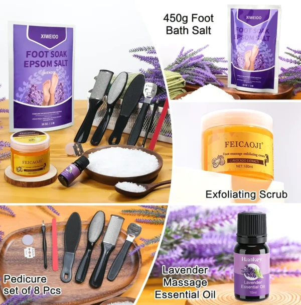 Lavender Foot Soak Salts Set - Foot Care Tool