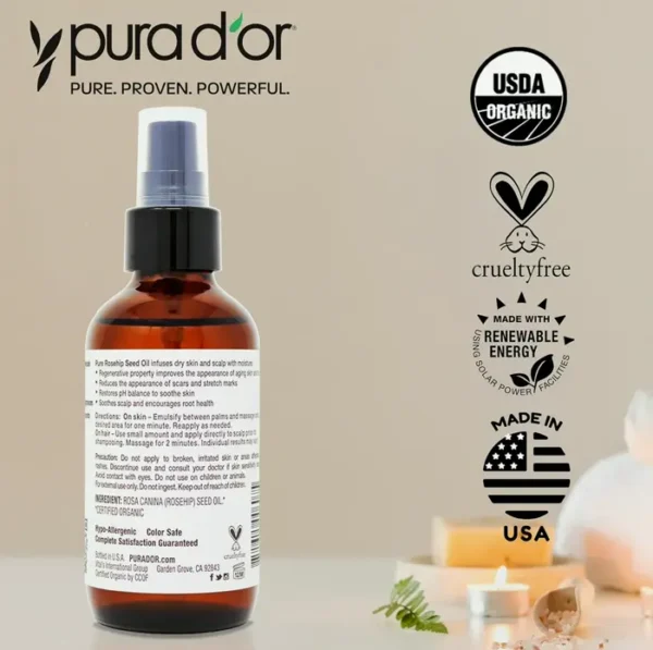 Organic Rosehip Seed Oil Haircare Treatment – 4 Ounces