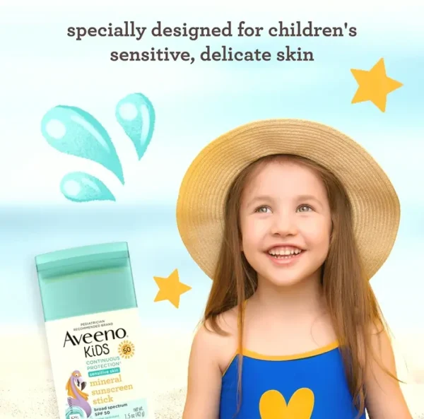 Aveeno Kids Zinc Oxide Sunscreen Stick For Sensitive Skin