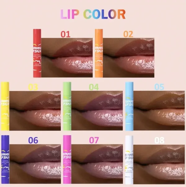 Colored Lip Balm Set - Hydrating, Shiny Finish, 8 Colors