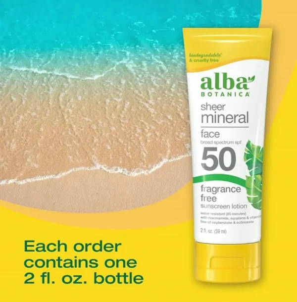 Alba Eco SPF 50 Facial Sun-Block, Fragrance-Free, Mineral Cream