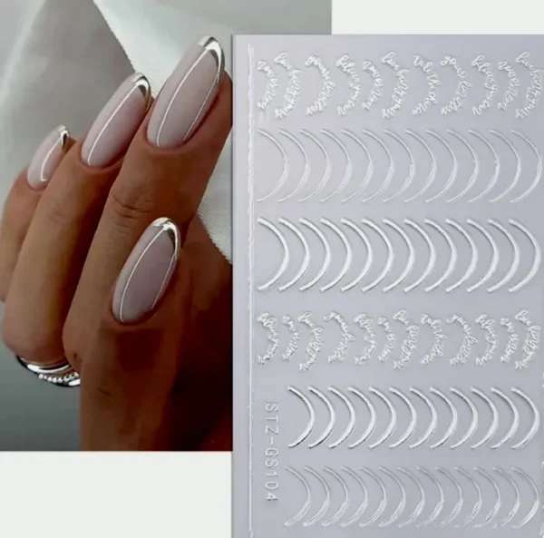 3-piece French Tip Nail Art Decals