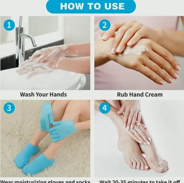 Moisturizing Treatment Mittens & Socks (4 PCS/Blue)