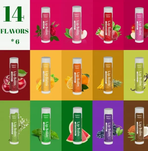 Bulk Set Organic Lip Care infused with Vitamin E and Coconut Oil - 14 Flavors