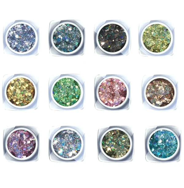 12 Shades Holographic Nail Glitter Set