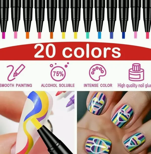 Nail Polish Pen, 20 Shades 3 in 1 Soak Off LED Manicure Polish