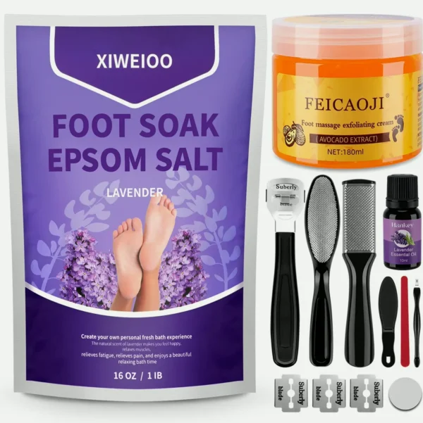 Lavender Foot Soak Salts Set - Foot Care Tool