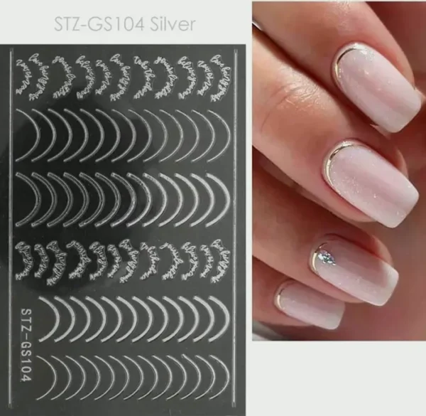 3-piece French Tip Nail Art Decals