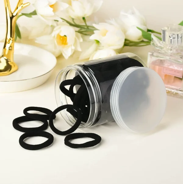 50-Pack Black Hair Ties, Seamless Ponytail Holders