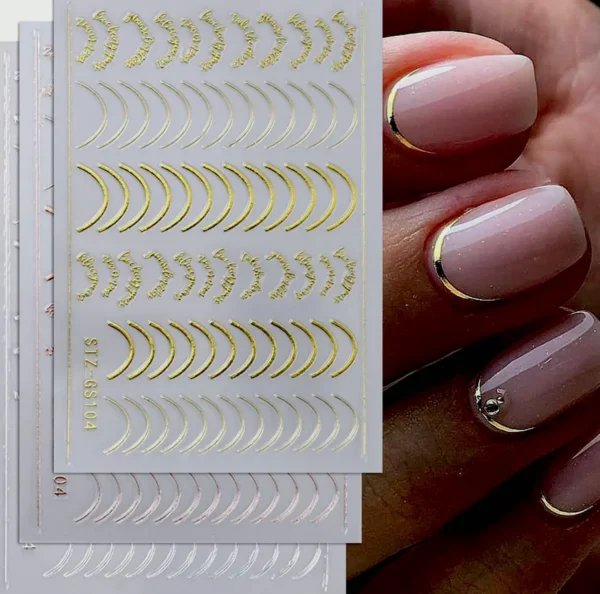 3-piece French Tip Nail Art Decals