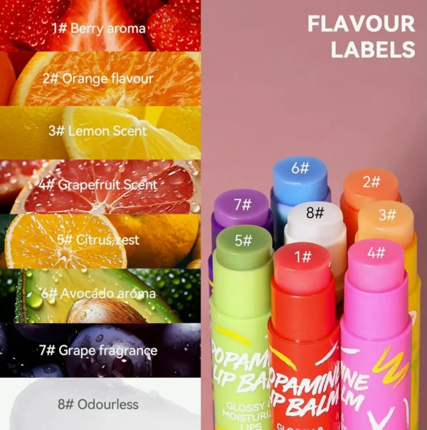 Colored Lip Balm Set - Hydrating, Shiny Finish, 8 Colors