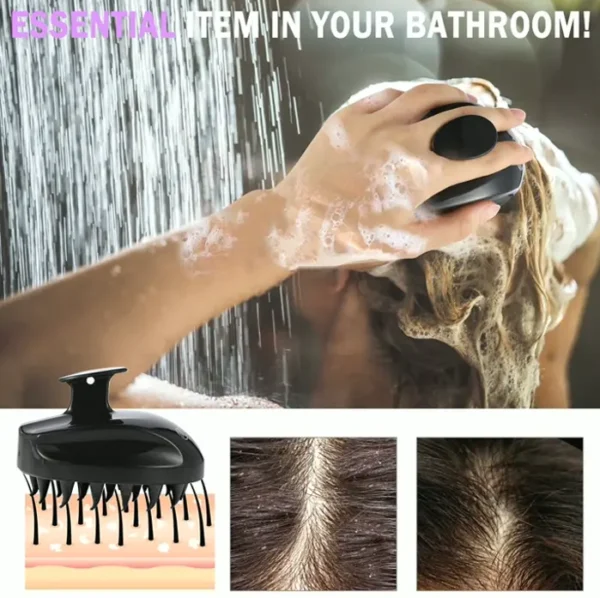 Hair Brush Scalp Scrubber Relaxer, Ideal for Stress Relief, For Everyone, Black