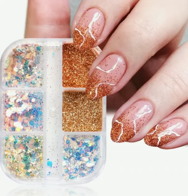 Nail Design Sparkle Flakes Dust - Holographic Nail Decor