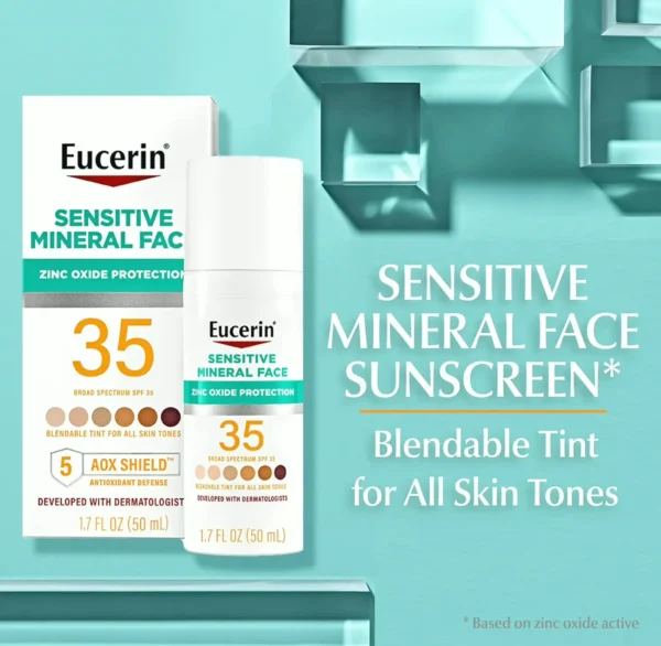 Eucerin Tinted Mineral Face Sunscreen SPF 35, 1.7 Fl Oz