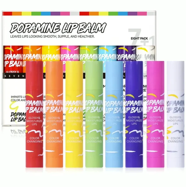 Colored Lip Balm Set - Hydrating, Shiny Finish, 8 Colors