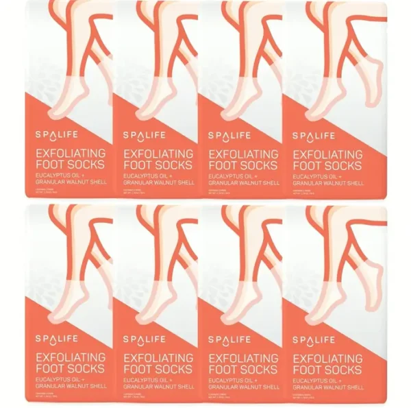 PamperLife Peeling Foot Socks - Eucalyptus Essence + Granular Walnut 8 Pack