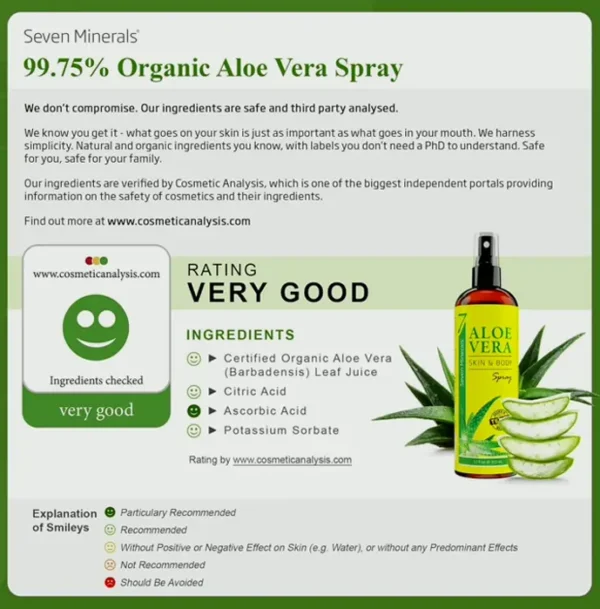 Organic Aloe Vera Spray for Body & Hair - 12 fl ounces