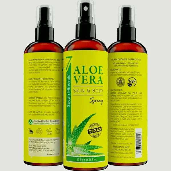 Organic Aloe Vera Spray for Body & Hair - 12 fl ounces