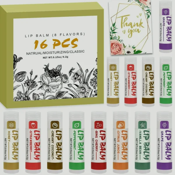 16-Pack Natural Chapstick with Vitamin E & Coconut Oil