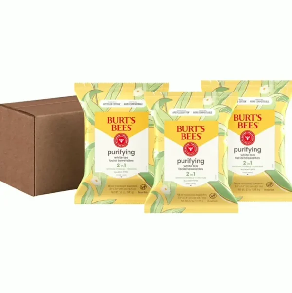 Burt's White Face Towelettes, Hydrating Makeup Remover, Thirty Ct. Bundle