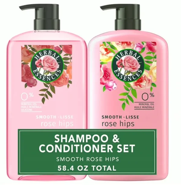 Natural Essences Cleanser and Conditioner Set, Smooth with Vitamin E, Rose Hips, Jojoba, 29.2 Fl Oz, 2 Bundle